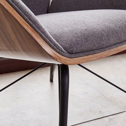 Contemporary Nordic Hexagonal Square Cotton Linen Wood Dining Chair Backrest Arm For Dining Room