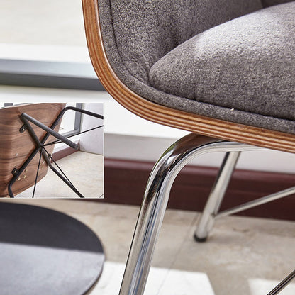 Contemporary Nordic Hexagonal Square Cotton Linen Wood Dining Chair Backrest Arm For Dining Room