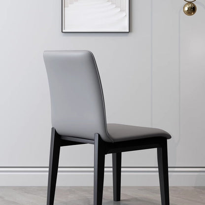 Modern Luxury Rectangle Square Tech Fabric Rubberwood Dining Chair Backrest Armless For Dining Room