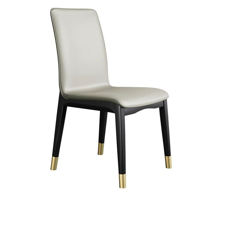 Modern Luxury Rectangle Square Tech Fabric Rubberwood Dining Chair Backrest Armless For Dining Room