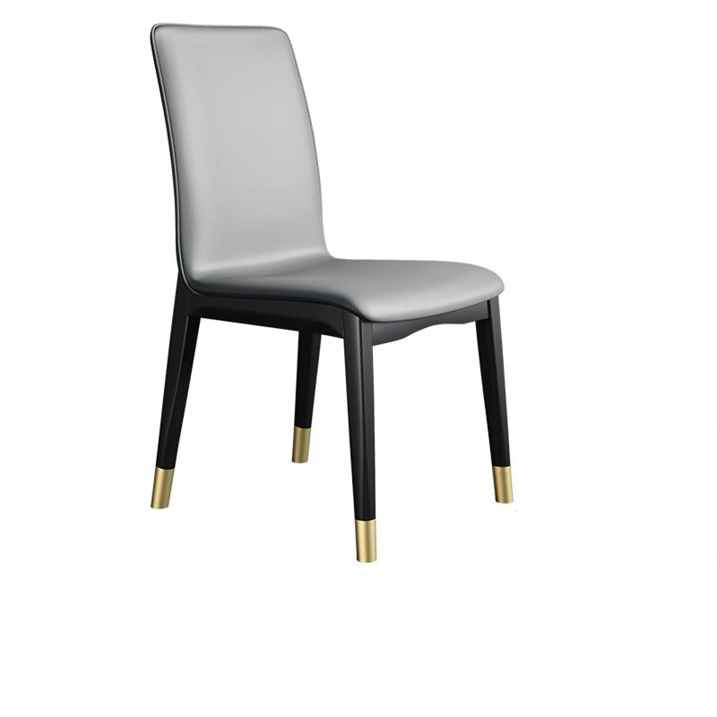 Modern Luxury Rectangle Square Tech Fabric Rubberwood Dining Chair Backrest Armless For Dining Room