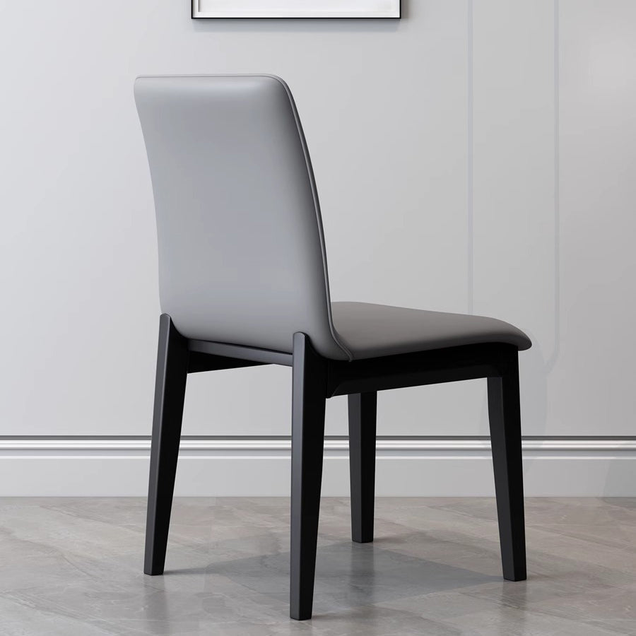 Modern Luxury Rectangle Square Tech Fabric Rubberwood Dining Chair Backrest Armless For Dining Room