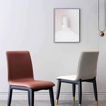 Modern Luxury Rectangle Square Tech Fabric Rubberwood Dining Chair Backrest Armless For Dining Room