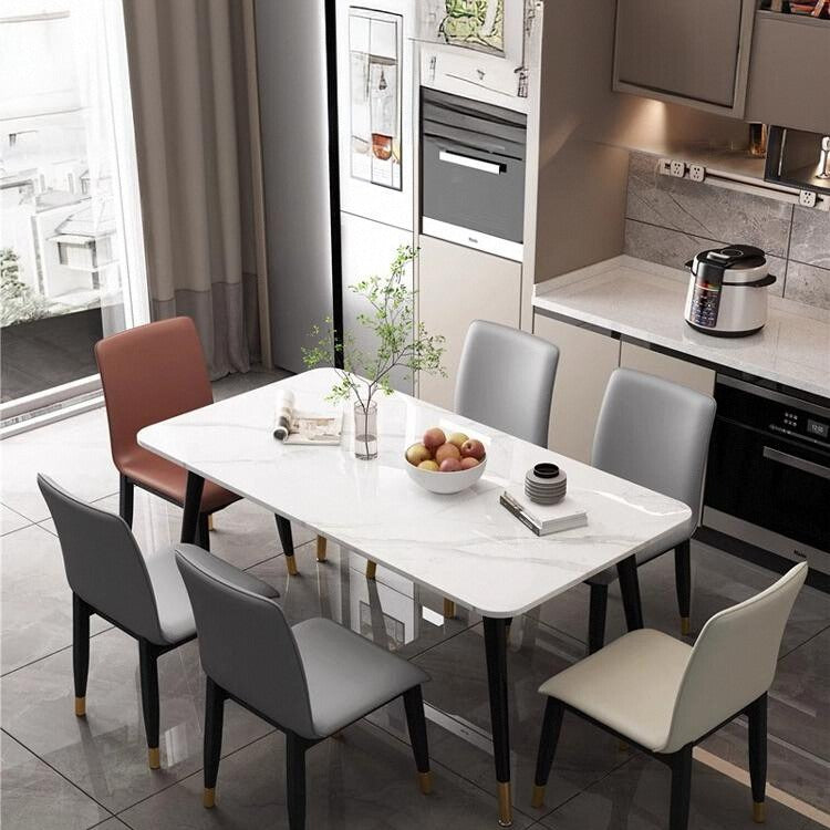 Modern Luxury Rectangle Square Tech Fabric Rubberwood Dining Chair Backrest Armless For Dining Room