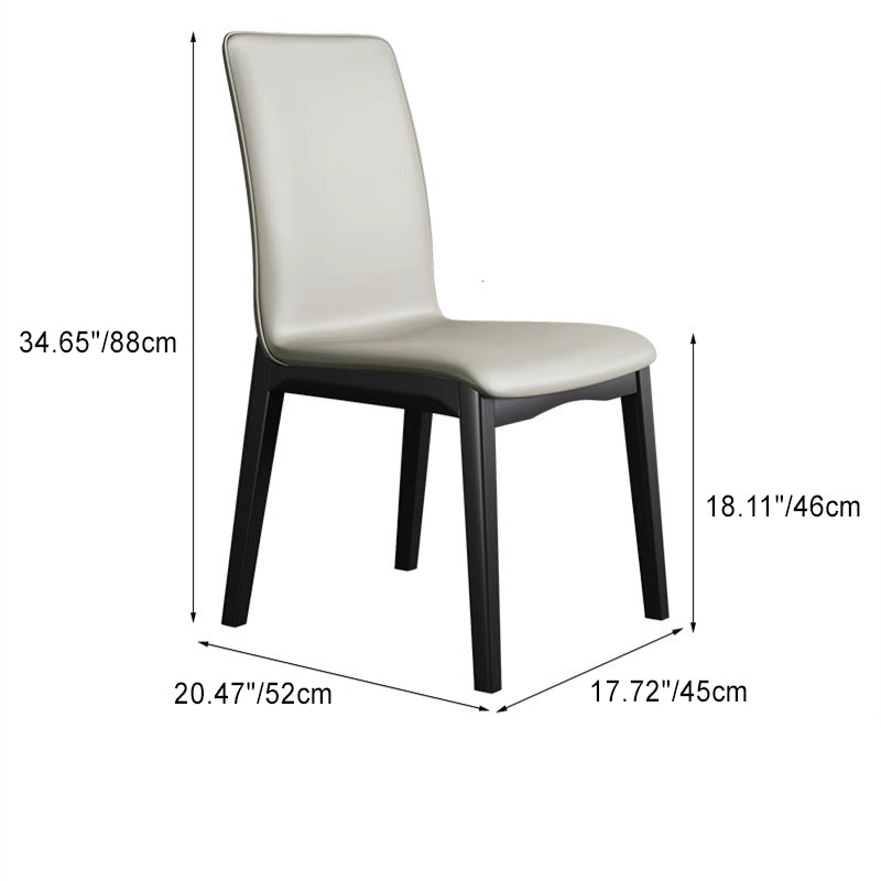 Modern Luxury Rectangle Square Tech Fabric Rubberwood Dining Chair Backrest Armless For Dining Room