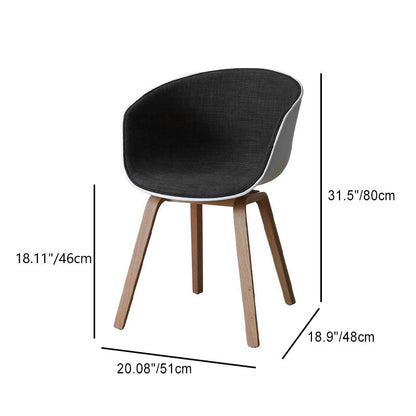 Contemporary Scandinavian Curved Half Wrap Round Cotton Linen Wood Dining Chair Backrest Armrest For Dining Room