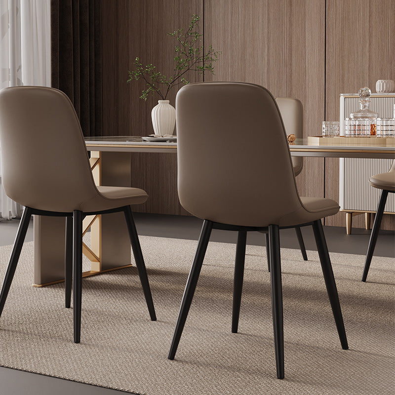 Contemporary Scandinavian Recessed Square Tech Fabric Metal Dining Chair Backrest For Dining Room