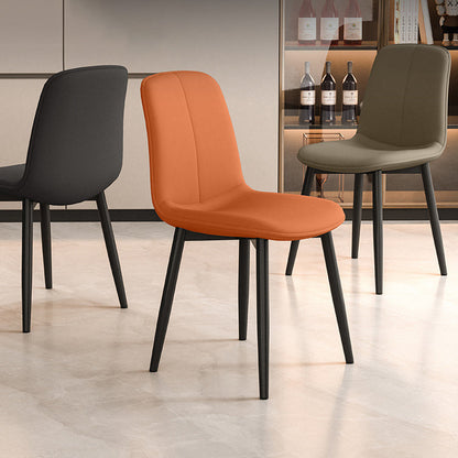 Contemporary Scandinavian Recessed Square Tech Fabric Metal Dining Chair Backrest For Dining Room