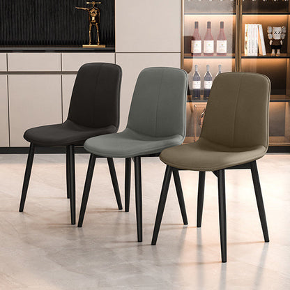 Contemporary Scandinavian Recessed Square Tech Fabric Metal Dining Chair Backrest For Dining Room
