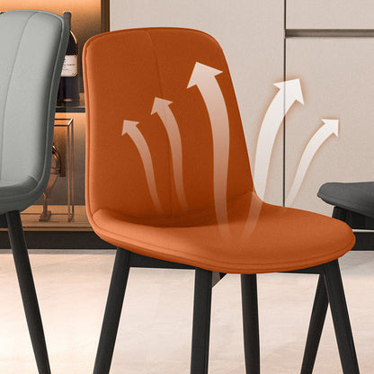 Contemporary Scandinavian Recessed Square Tech Fabric Metal Dining Chair Backrest For Dining Room