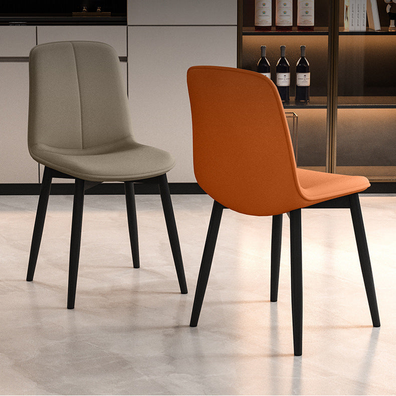 Contemporary Scandinavian Recessed Square Tech Fabric Metal Dining Chair Backrest For Dining Room