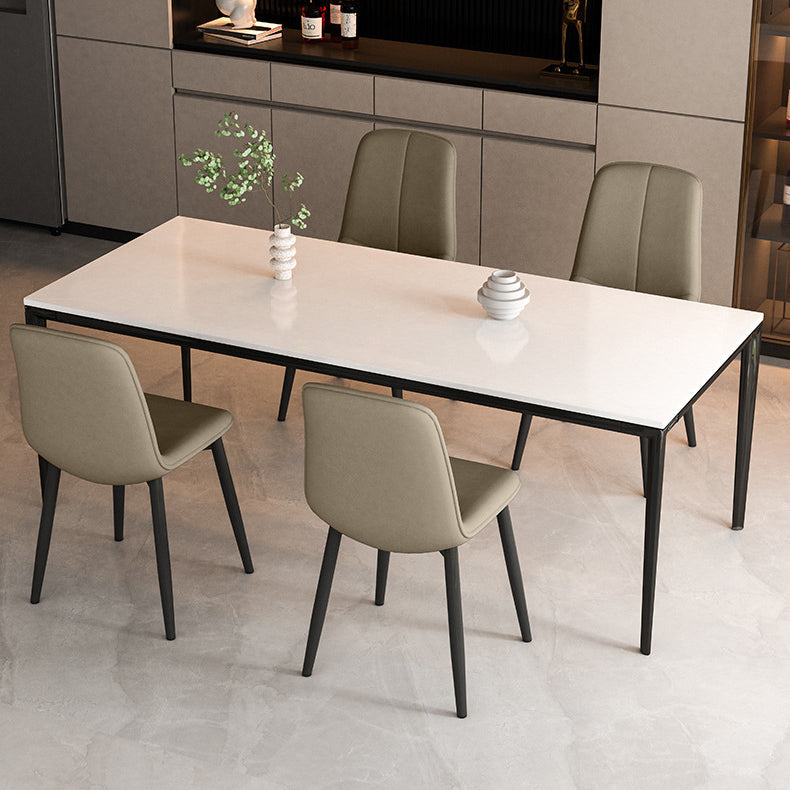 Contemporary Scandinavian Recessed Square Tech Fabric Metal Dining Chair Backrest For Dining Room