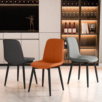 Contemporary Scandinavian Recessed Square Tech Fabric Metal Dining Chair Backrest For Dining Room