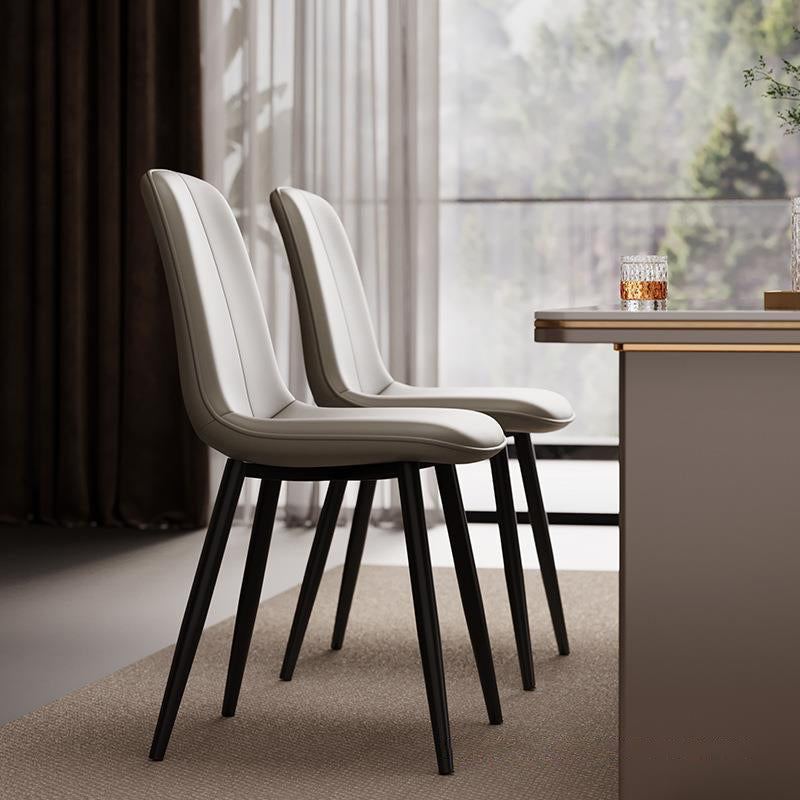 Contemporary Scandinavian Recessed Square Tech Fabric Metal Dining Chair Backrest For Dining Room