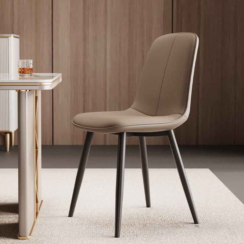 Contemporary Scandinavian Recessed Square Tech Fabric Metal Dining Chair Backrest For Dining Room