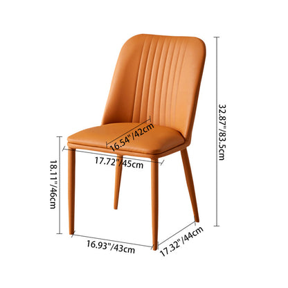 Modern Minimalist Rectangle Distressed Microfiber Leather Carbon Steel Dining Chair Backrest For Dining Room