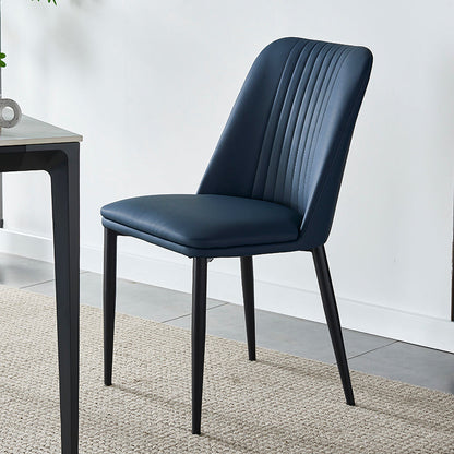 Modern Minimalist Rectangle Distressed Microfiber Leather Carbon Steel Dining Chair Backrest For Dining Room