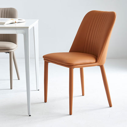 Modern Minimalist Rectangle Distressed Microfiber Leather Carbon Steel Dining Chair Backrest For Dining Room