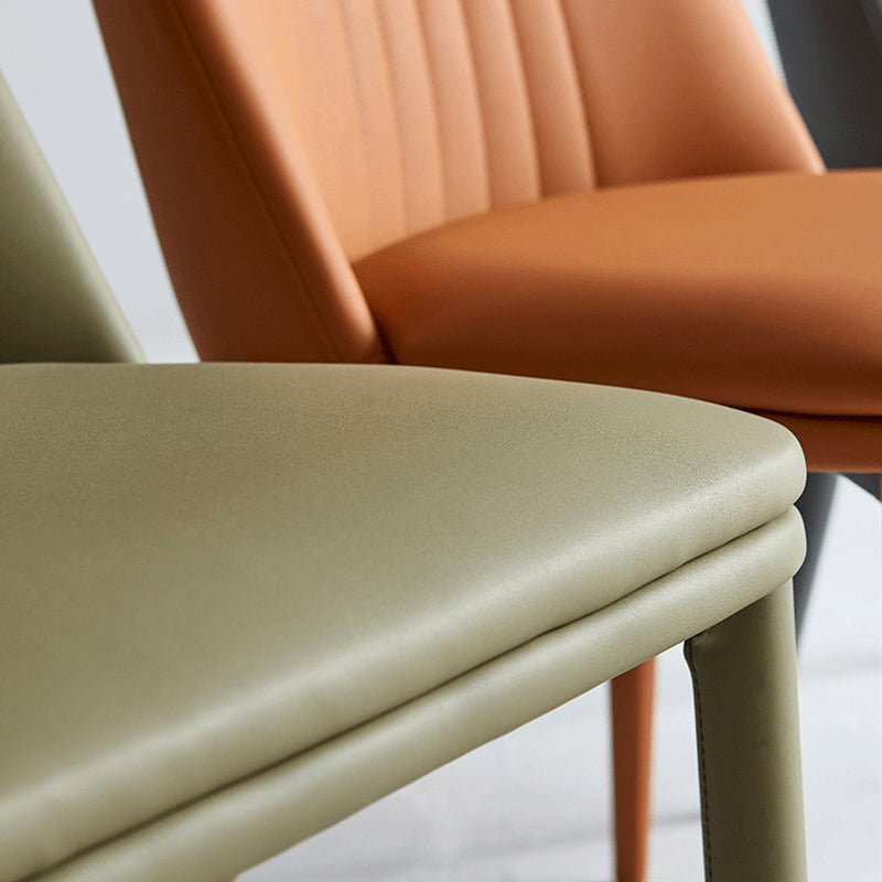 Modern Minimalist Rectangle Distressed Microfiber Leather Carbon Steel Dining Chair Backrest For Dining Room