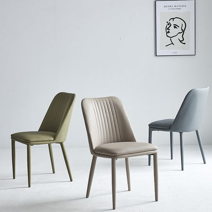 Modern Minimalist Rectangle Distressed Microfiber Leather Carbon Steel Dining Chair Backrest For Dining Room