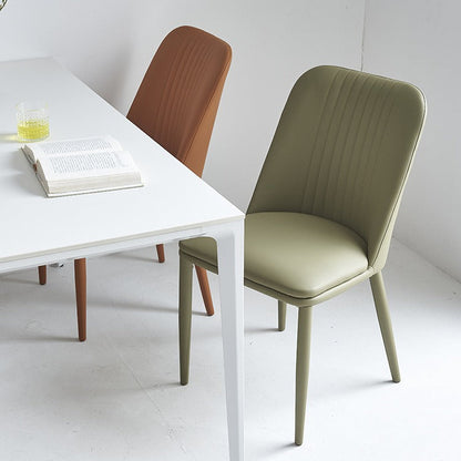 Modern Minimalist Rectangle Distressed Microfiber Leather Carbon Steel Dining Chair Backrest For Dining Room