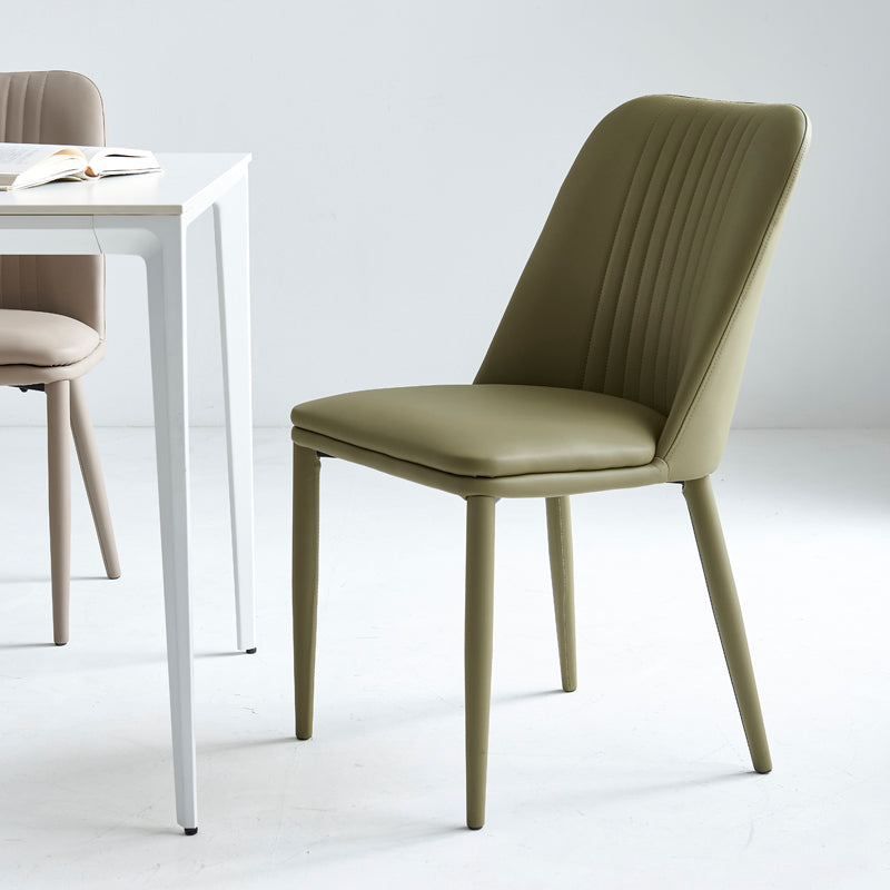 Modern Minimalist Rectangle Distressed Microfiber Leather Carbon Steel Dining Chair Backrest For Dining Room