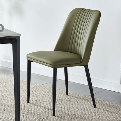 Modern Minimalist Rectangle Distressed Microfiber Leather Carbon Steel Dining Chair Backrest For Dining Room