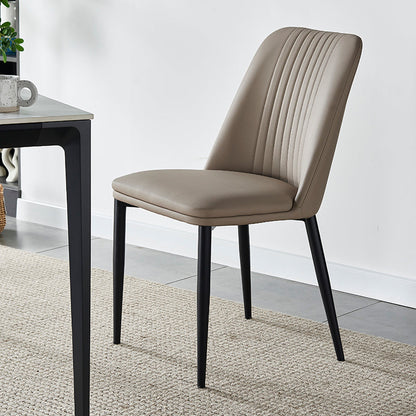 Modern Minimalist Rectangle Distressed Microfiber Leather Carbon Steel Dining Chair Backrest For Dining Room