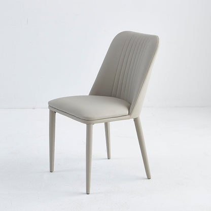 Modern Minimalist Rectangle Distressed Microfiber Leather Carbon Steel Dining Chair Backrest For Dining Room