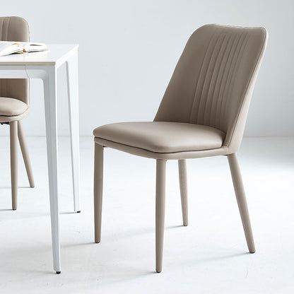 Modern Minimalist Rectangle Distressed Microfiber Leather Carbon Steel Dining Chair Backrest For Dining Room