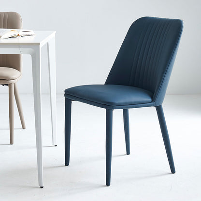 Modern Minimalist Rectangle Distressed Microfiber Leather Carbon Steel Dining Chair Backrest For Dining Room