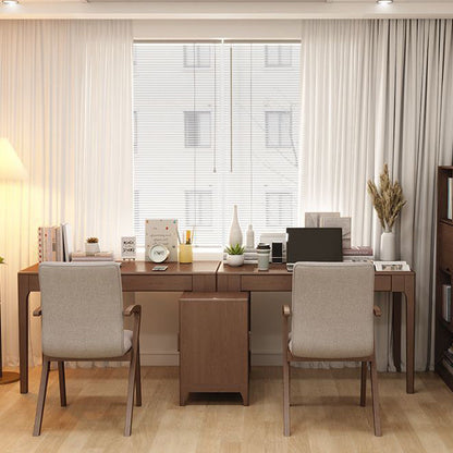 Contemporary Scandinavian Curved Square Cotton Linen Wood Dining Chair Backrest Armrest For Dining Room