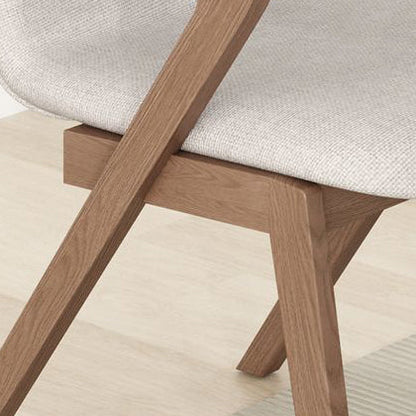 Contemporary Scandinavian Curved Square Cotton Linen Wood Dining Chair Backrest Armrest For Dining Room
