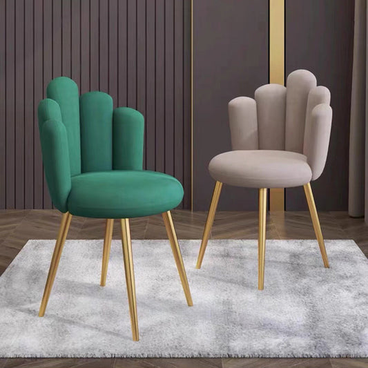 Contemporary Scandinavian Five Finger Shape Round Flannel Iron Vanity Stool Backrest For Bedroom