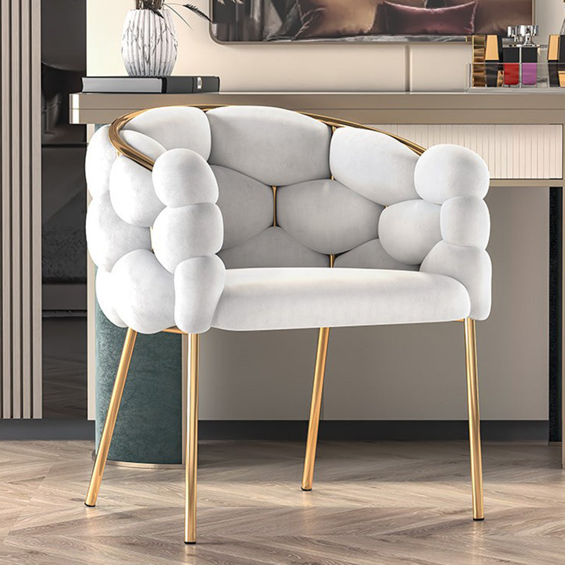 Contemporary Creative Bubbles Half Round Half Wrap Fabric Metal Vanity Stool Backrest Armrest For Bedroom