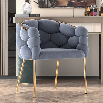 Contemporary Creative Bubbles Half Round Half Wrap Fabric Metal Vanity Stool Backrest Armrest For Bedroom