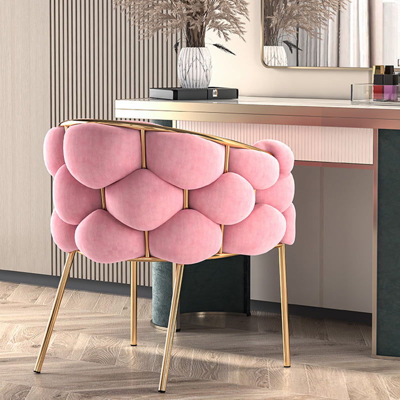 Contemporary Creative Bubbles Half Round Half Wrap Fabric Metal Vanity Stool Backrest Armrest For Bedroom