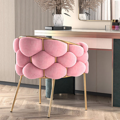Contemporary Creative Bubbles Half Round Half Wrap Fabric Metal Vanity Stool Backrest Armrest For Bedroom