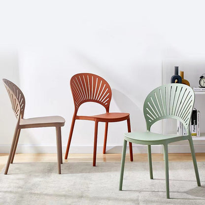 Modern Minimalist Hollow Bend Square Plastic Dining Chair Backrest For Dining Room