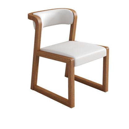Traditional Chinese Bent Square Right Angle PU Leather Cotton Linen Solid Wood Dining Chair Backrest For Dining Room