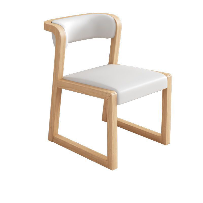 Traditional Chinese Bent Square Right Angle PU Leather Cotton Linen Solid Wood Dining Chair Backrest For Dining Room