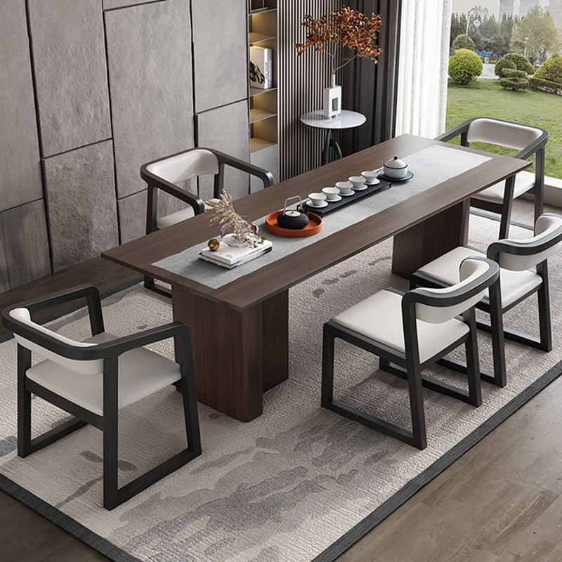 Traditional Chinese Bent Square Right Angle PU Leather Cotton Linen Solid Wood Dining Chair Backrest For Dining Room