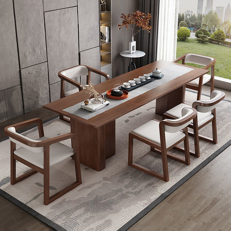 Traditional Chinese Bent Square Right Angle PU Leather Cotton Linen Solid Wood Dining Chair Backrest For Dining Room