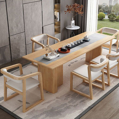 Traditional Chinese Bent Square Right Angle PU Leather Cotton Linen Solid Wood Dining Chair Backrest For Dining Room