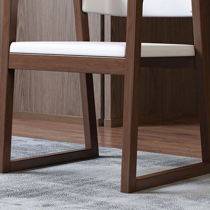 Traditional Chinese Bent Square Right Angle PU Leather Cotton Linen Solid Wood Dining Chair Backrest For Dining Room