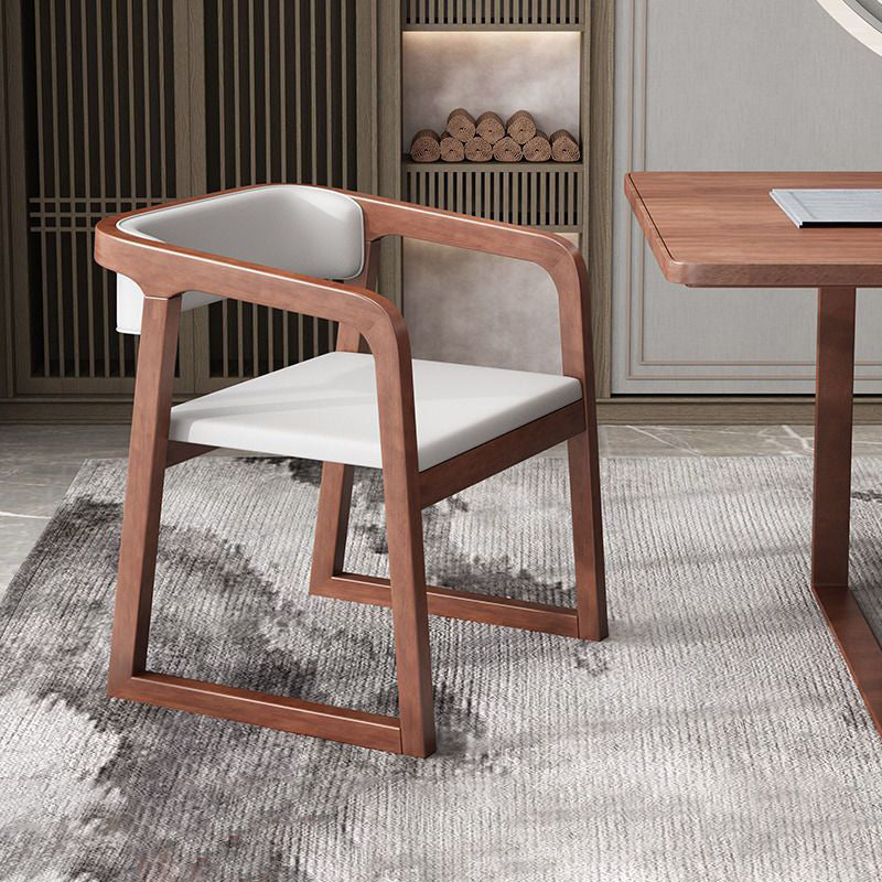 Traditional Chinese Bent Square Right Angle PU Leather Cotton Linen Solid Wood Dining Chair Backrest For Dining Room