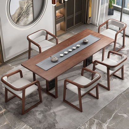 Traditional Chinese Bent Square Right Angle PU Leather Cotton Linen Solid Wood Dining Chair Backrest For Dining Room