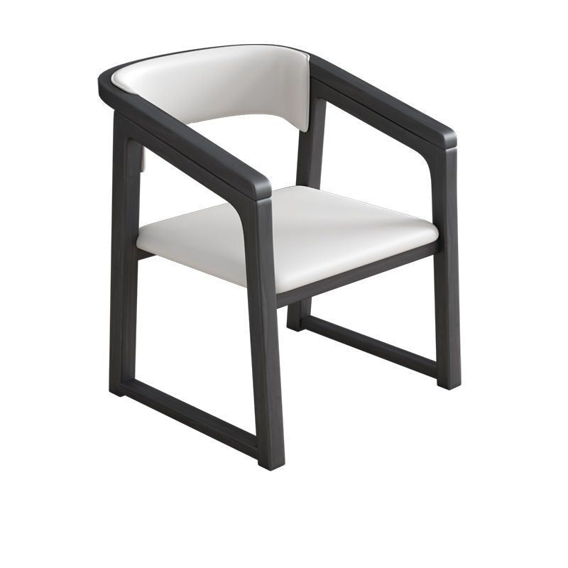 Traditional Chinese Bent Square Right Angle PU Leather Cotton Linen Solid Wood Dining Chair Backrest For Dining Room