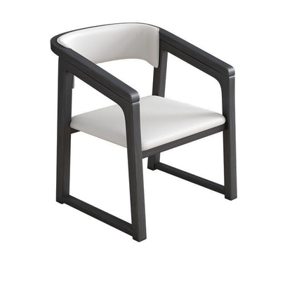 Traditional Chinese Bent Square Right Angle PU Leather Cotton Linen Solid Wood Dining Chair Backrest For Dining Room