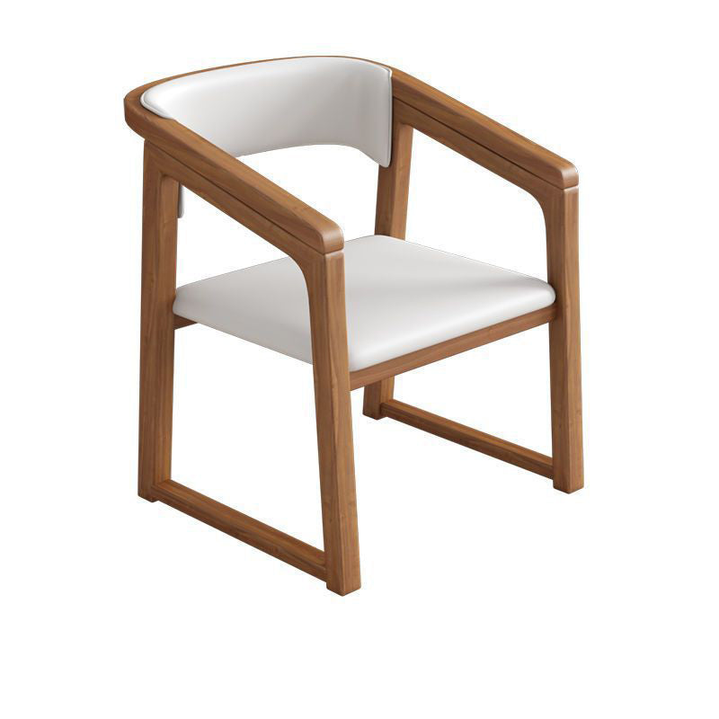 Traditional Chinese Bent Square Right Angle PU Leather Cotton Linen Solid Wood Dining Chair Backrest For Dining Room